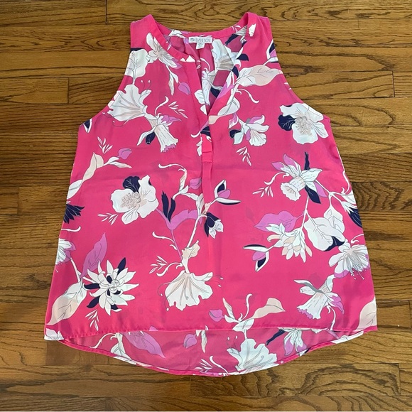 Eliane Rose Tops - Eliane Rose Hot Pink Navy White Floral Sleeveless Tank Blouse Top Women’s Large